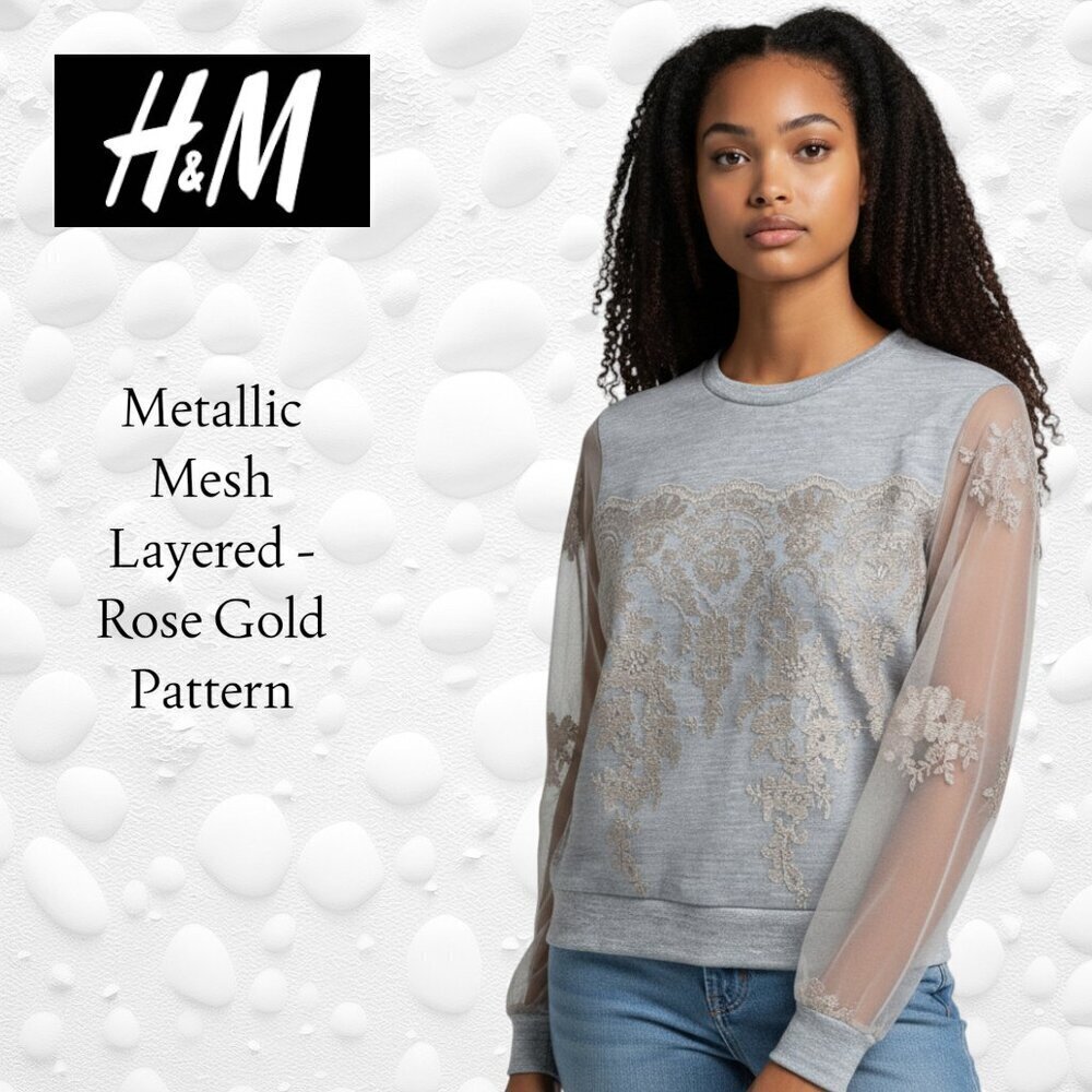 Stunning Metallic Mesh Top – H&M Size S Like New